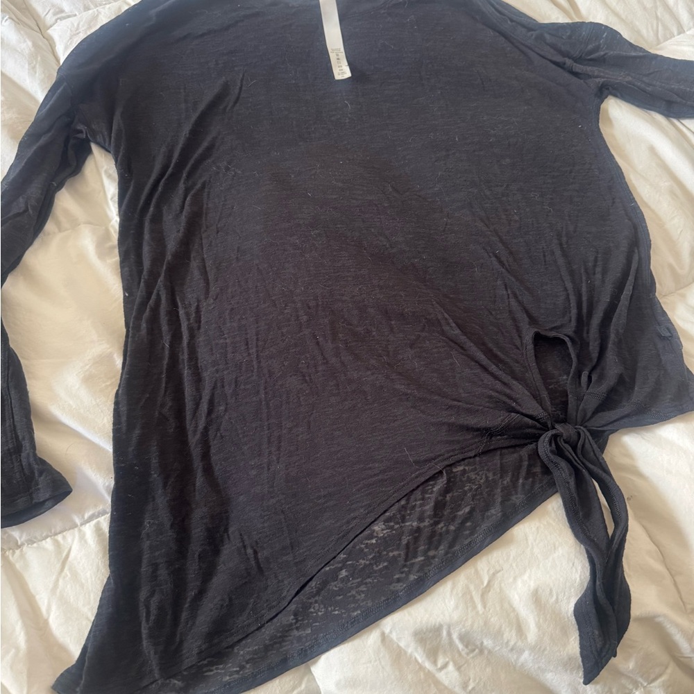 lululemon athletica Black Tie-Front Long Sleeve Top